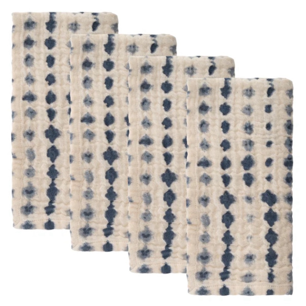 Karma cotton/linen blend tie dye dinner napkins/set of 4-“low tide” - NWT